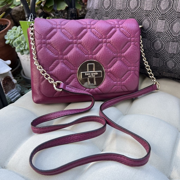 Kate Spade New York Astor Court Naomi Leather Crossbody Handbag Bajarose - Picture 1 of 9